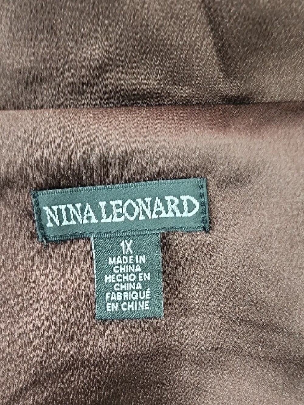 Nwot Nina Leonard Chocolate Satin Drawstring Trench Coat - Picture 6 of 10